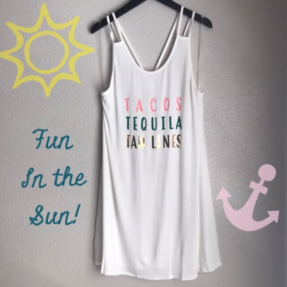 Tacos Tequila Tan Lines  Swim Cover Beach Dress